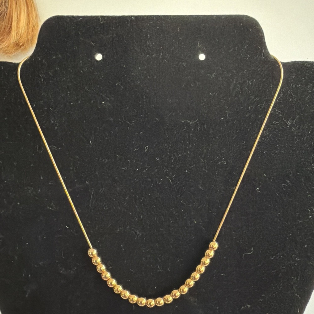 Woman Gold Plated Stainless Steel Glossy Bead Bean Snake Chain Necklace 19''